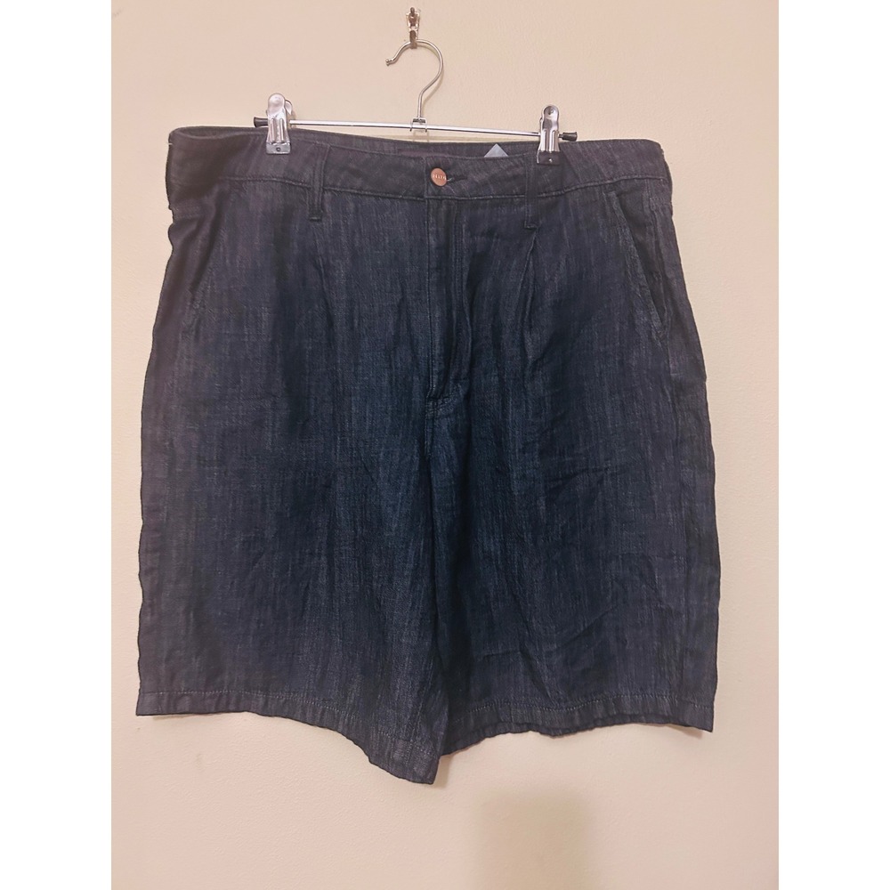 NYDJ Relaxed Bermuda Shorts Women 12 Dark Wash Blue Excellent Pleated High Rise